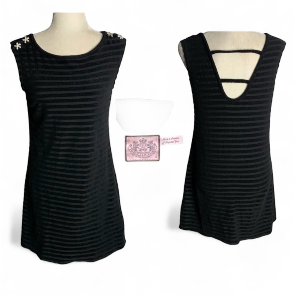 Juicy Couture VintageY2K TerryCloth
Dress S Black Stripes Rhinestones
100%Cotton